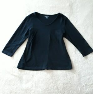 croft & barrow Black V-Neck Top with 3/4 Sleeves